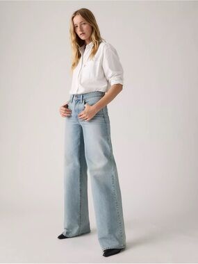Levi's 728 Light Blue Wide-Leg Jeans